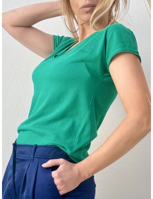 Tee-shirt souple Molly Bracken, couleur uni, broderie ♡ en poitrine, référence LA1270CE