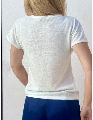 Tee-shirt souple Molly Bracken, couleur uni, broderie ♡ en poitrine, référence LA1270CE