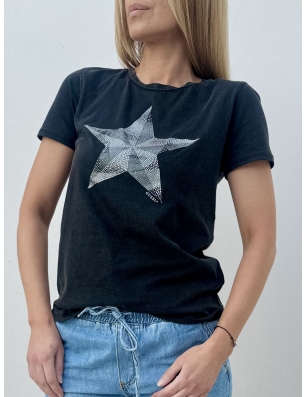Tee-shirt fantaisie Guess, étoile avec strass collés, référence W4GI00K9RM1
