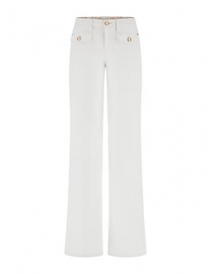 Pantalon forme palazzo guess, toile blanche, référence W4GA0TD4PV3