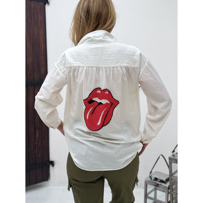 Blouse coton, fantaisie broderie Rolling Stones au dos, banditas from Marseille
