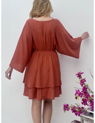 Robe bohème chic couleur brique Molly Bracken, référence T1728CCP