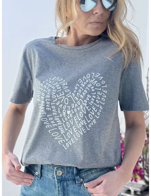Tee-shirt gris print "LOVE", manches courtes, banditas from Marseille