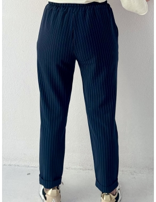Pantalon noir rayé, style décontracté, Banditas from Marseille