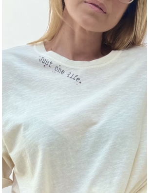 Tee-shirt masculin coloris ivoire avec print "just one life" à l'encolure, manches courtes, banditas from Marseille